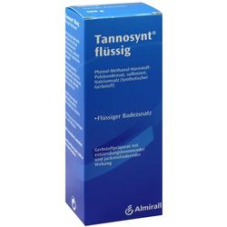 Eine blaue Verpackung von Tannosynt flüssig als Badezusatz.