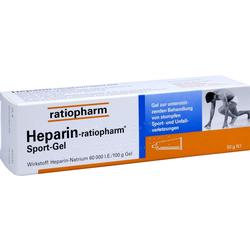 Eine Packung Heparin-ratiopharm Sport-Gel gegen Sportverletzungen.