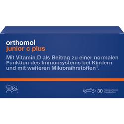 Packung von orthomol junior c plus mit Vitamin D für das Immunsystem von Kindern.